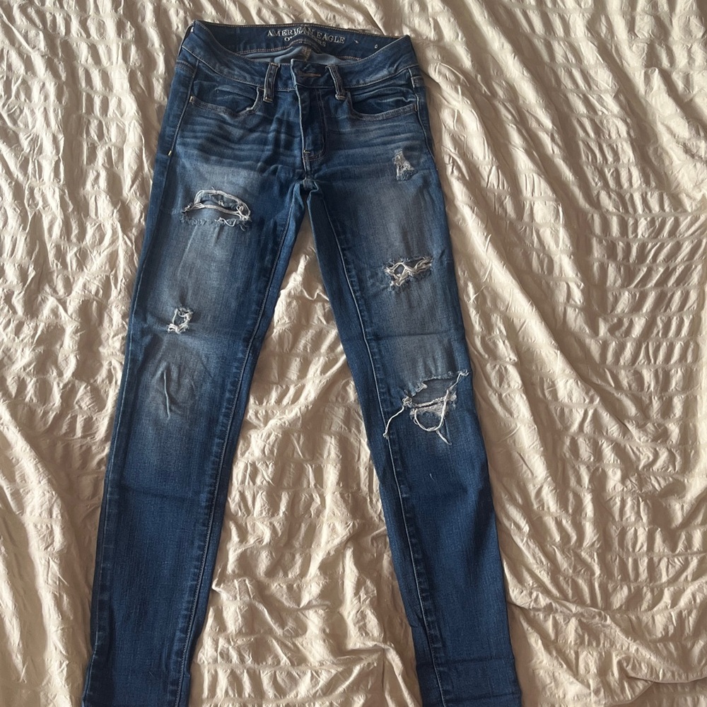 American Eagle Outfitters Women's Ripped Blue Skinny Jeans